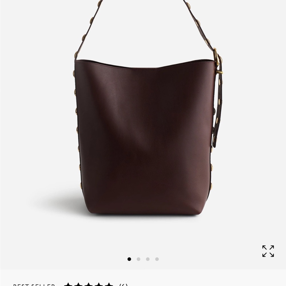 Madewell Bucket Tote - Brown Shoulder Bag with Adjustable Strap and Matte Finish